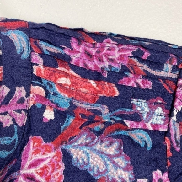 Lucky Brand Floral Blouse Blue Pink Small - Picture 6 of 8